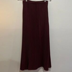 Vintage Deep Red Pleated Maxi Skirt
